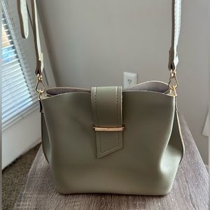 Plain Faux Leather Bucket Bag